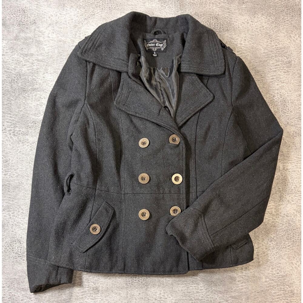Outer Edge Y2k Charcoal Double Breasted Peacoat
